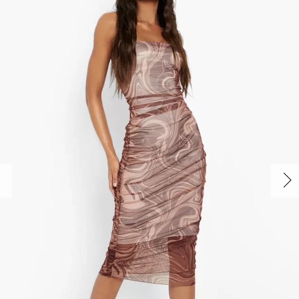 Chocolate swirl midi bodycon dress